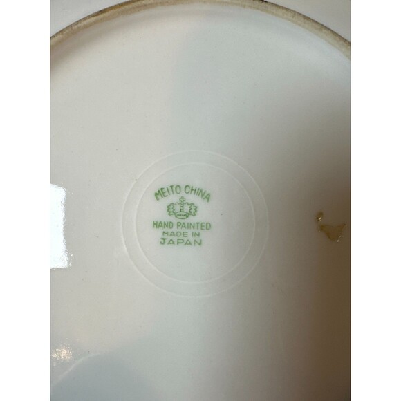 Vintage Meito China Hand Painted Landscape Plates Pair 7.75" & 8" Japan - Picture 4 of 7